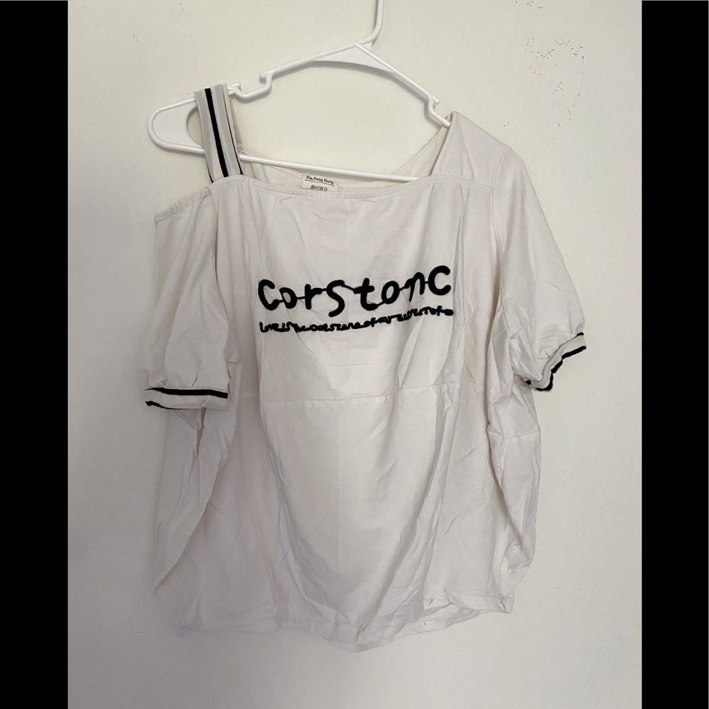 Cute white short sleeves women’s top